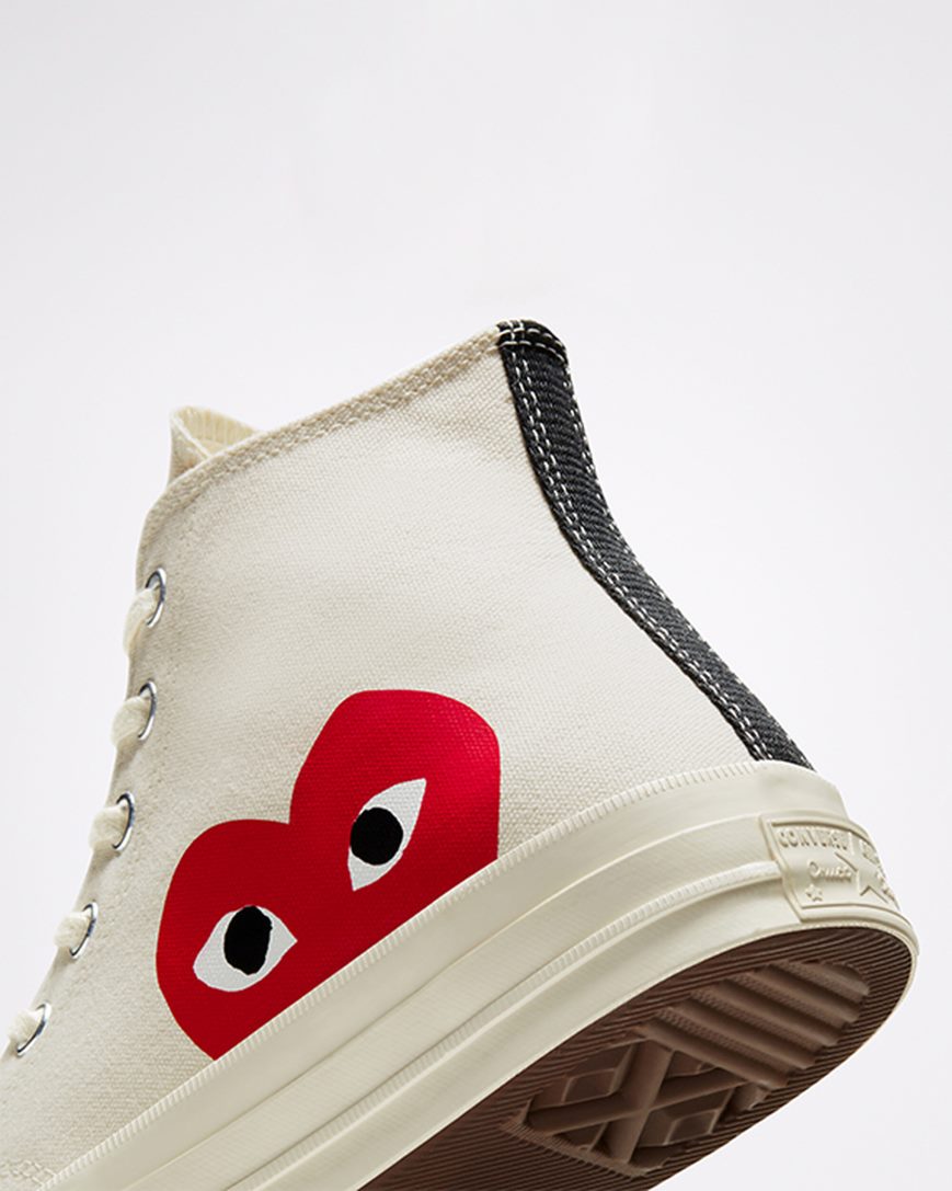 Men's Converse x Comme des Garçons PLAY Chuck 70 High Top Shoes White / Red | AU 8E613F